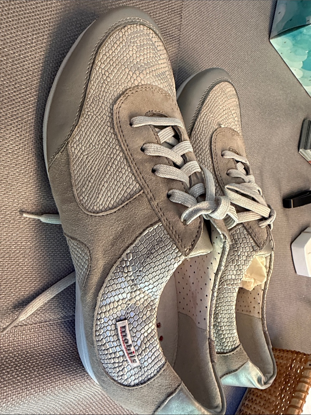 Mephisto Women's Taupe Suede & Textured Leather Athletic Sneakers